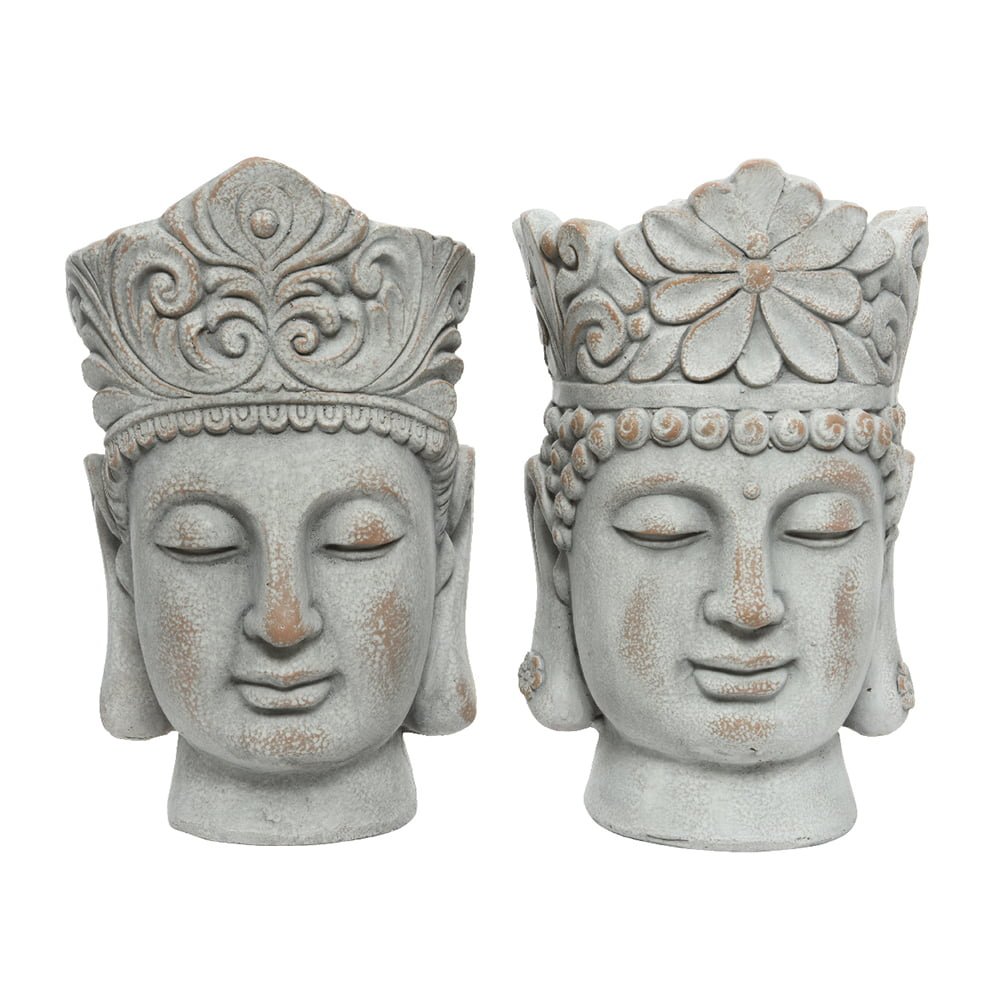 Outdoor buddha head flower pot, 14 x 9'' - Décors Véronneau