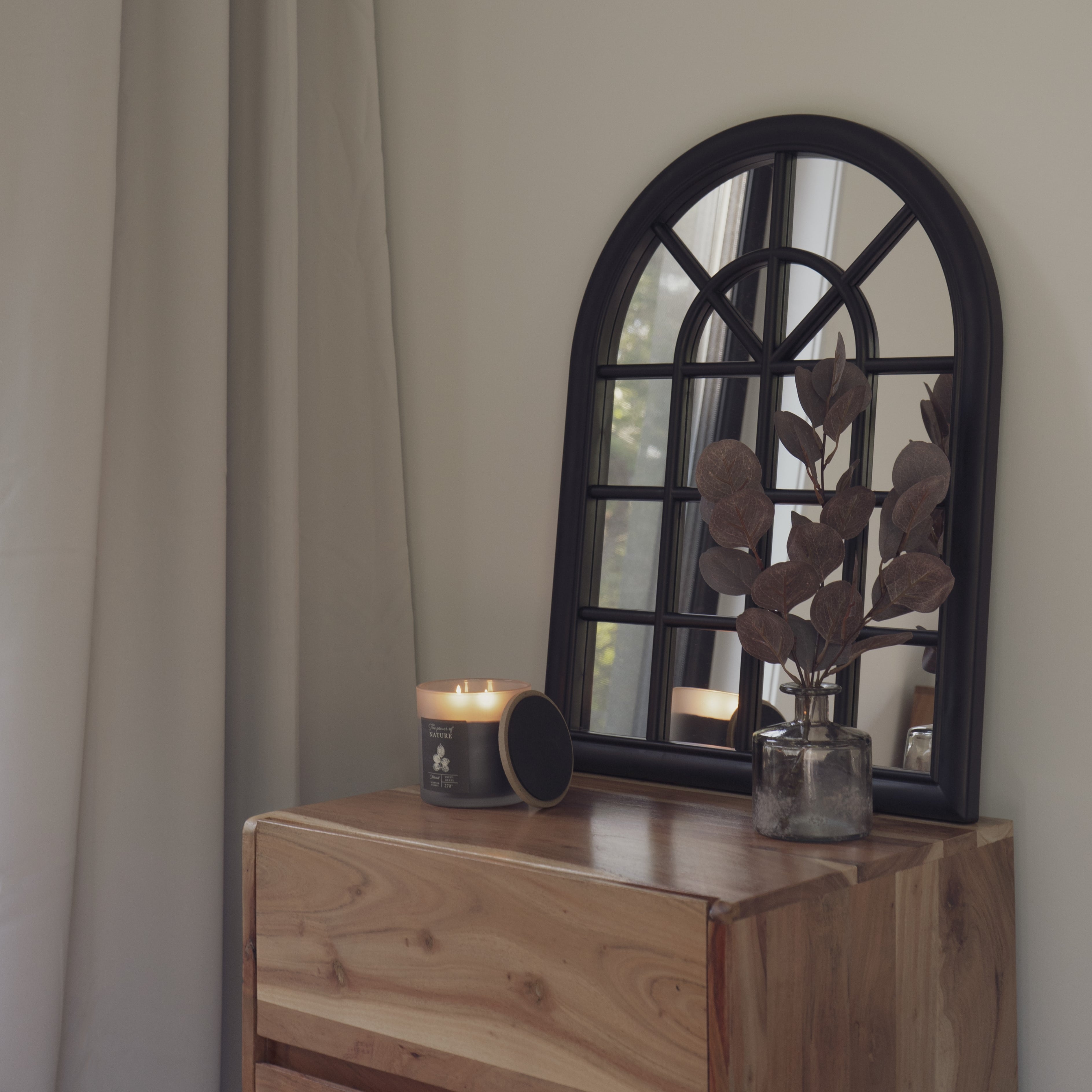 Miroir noir style fenêtre, 24 x 17,5