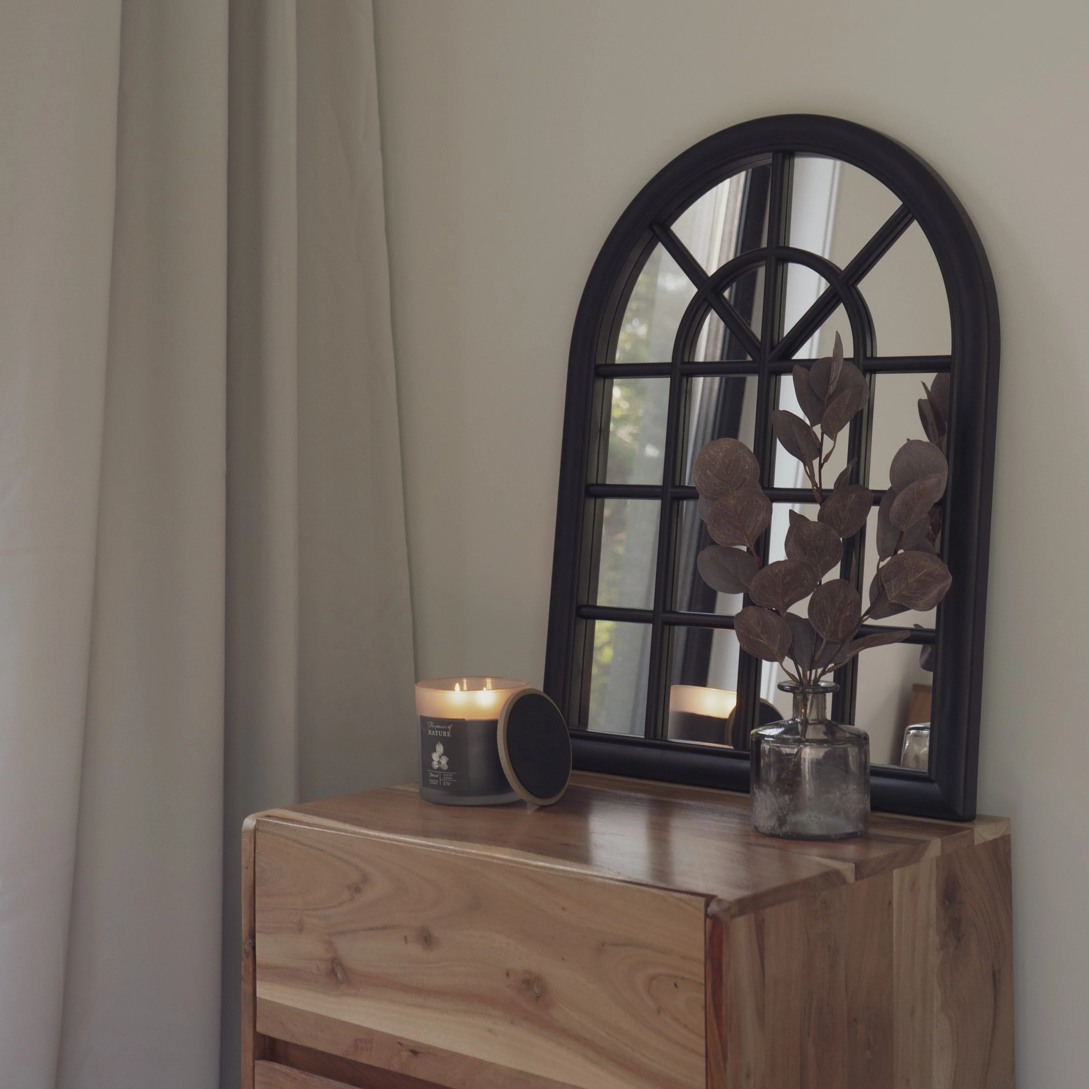 Miroir noir style fenêtre, 24 x 17,5