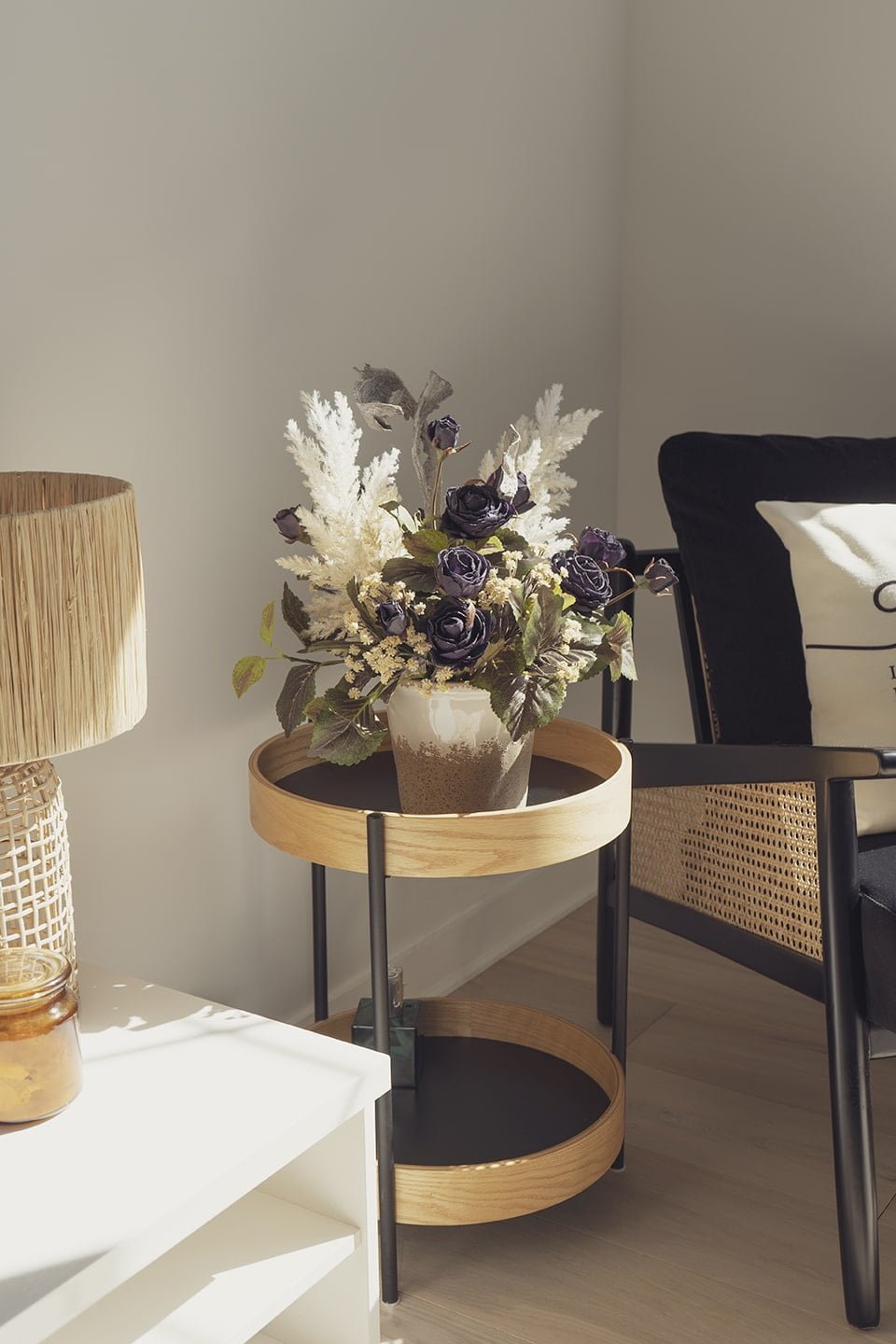 Dried look artificial plum rose, 20,5