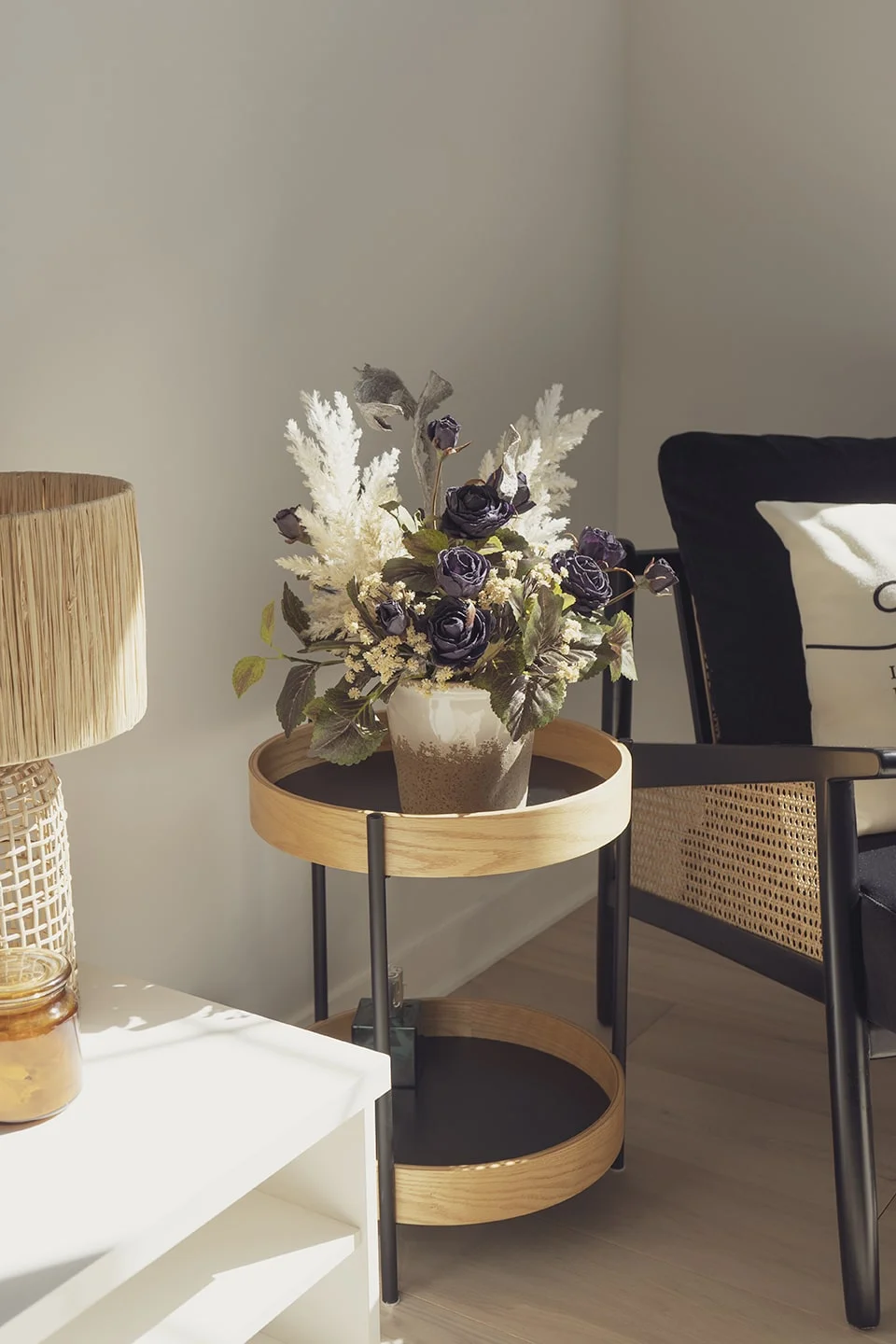 Dried look artificial plum rose, 20,5