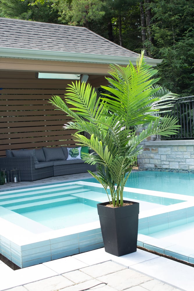 Outdoor artificial potted areca palm tree, 72'' - Décors Véronneau