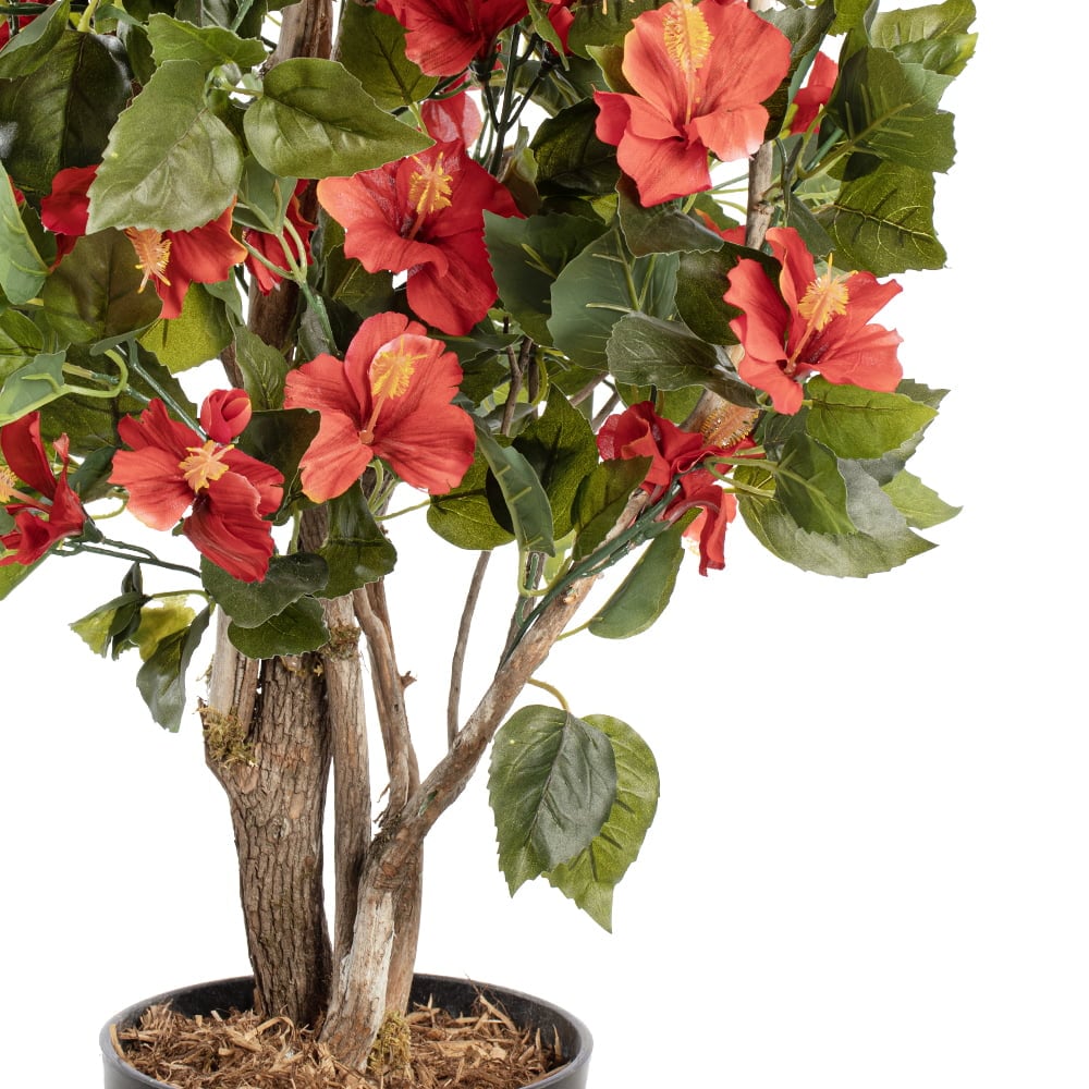Arbre d'hibiscus rouge artificiel extérieur – Image 3 - Décors Véronneau