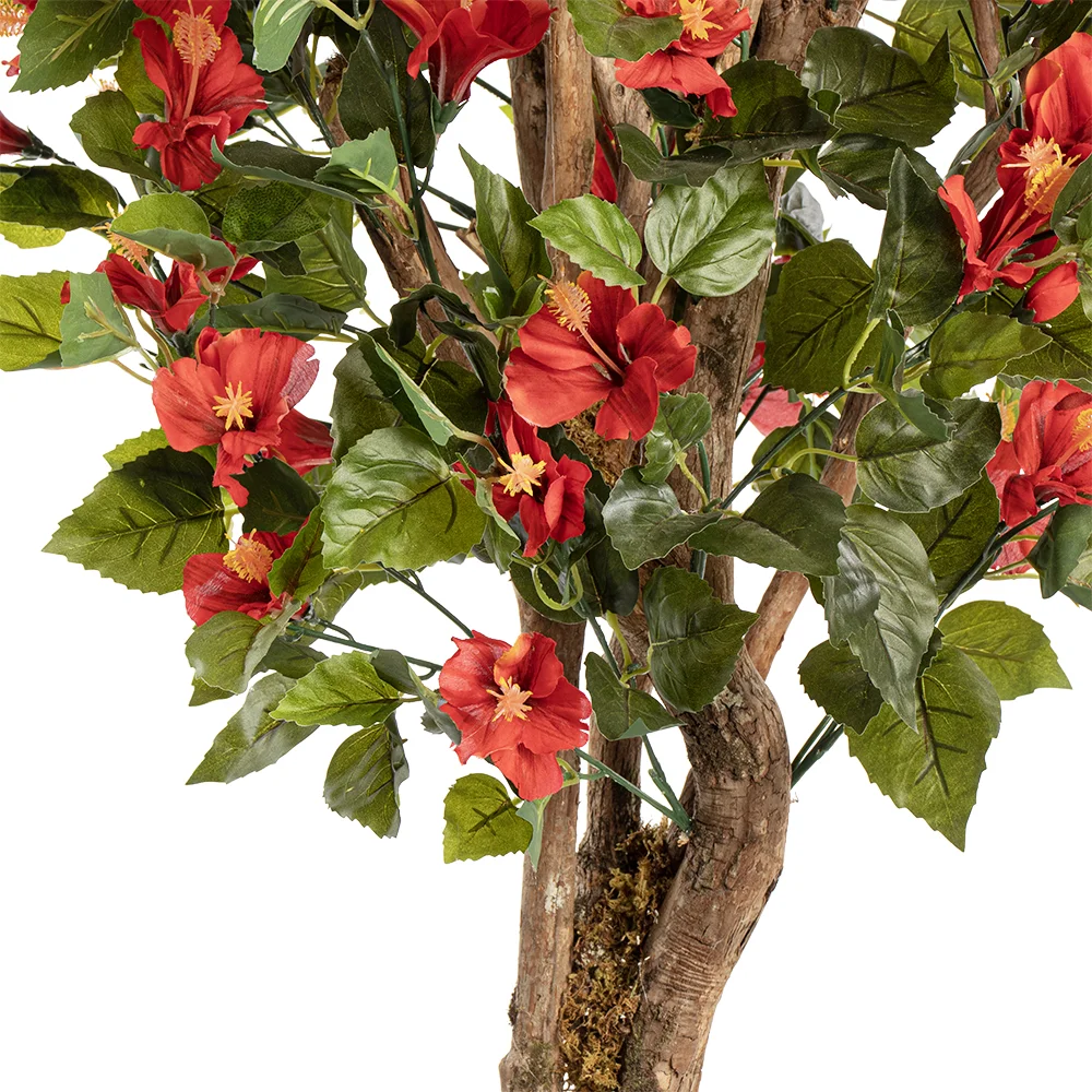 Arbre d'hibiscus rouge artificiel extérieur - Décors Véronneau