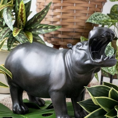 Hippopothame en résine, fini bronze 9