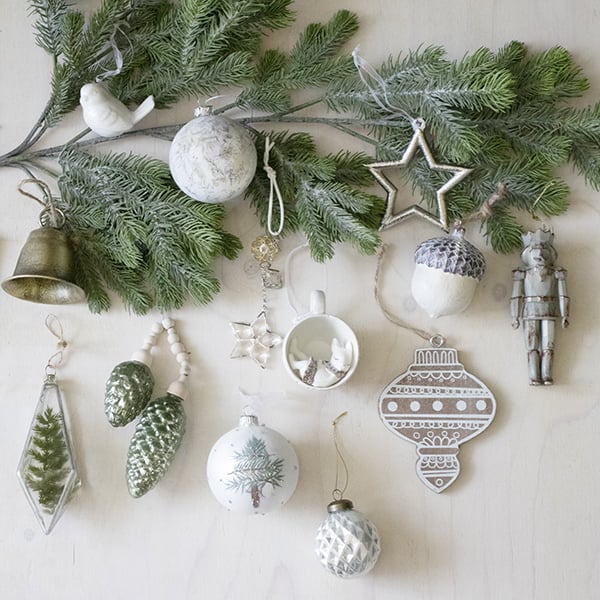 Fern Print Glass Finial Ornament, 5.5