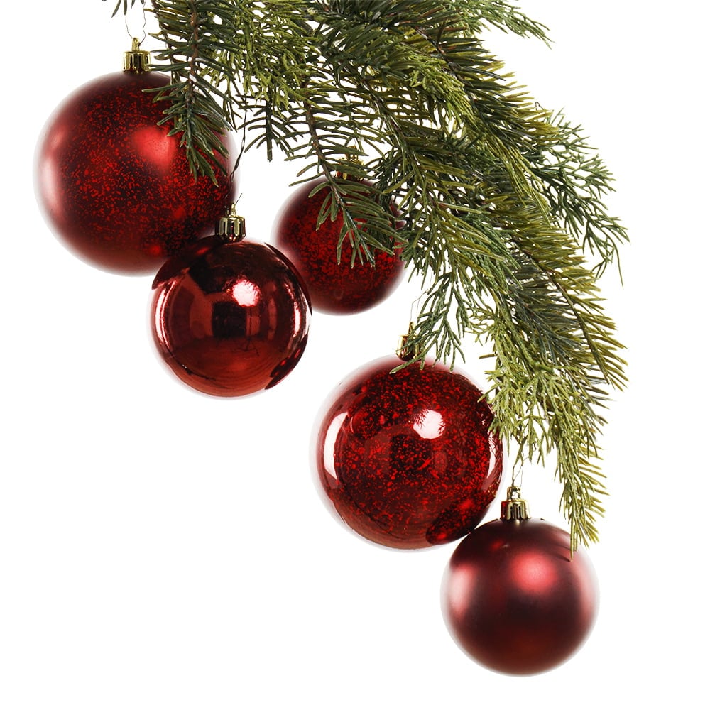 Paquet de 24 boules de Noël bourgogne variées, 2,5-4