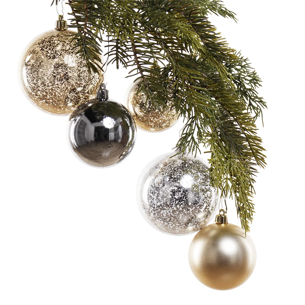 Set of 24 mixed champagne  Christmas ball ornament, 2,5-4''