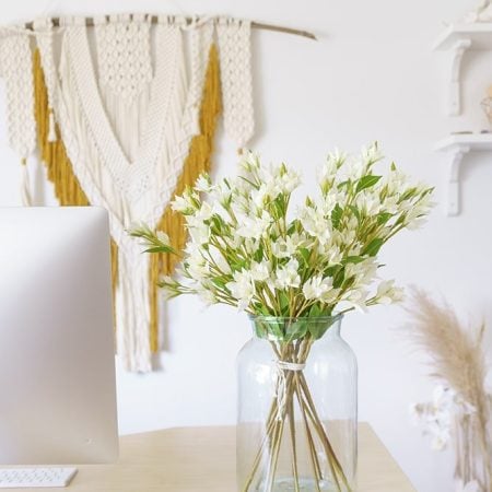 Fleur campanule blanche artificielle au toucher réel, 25