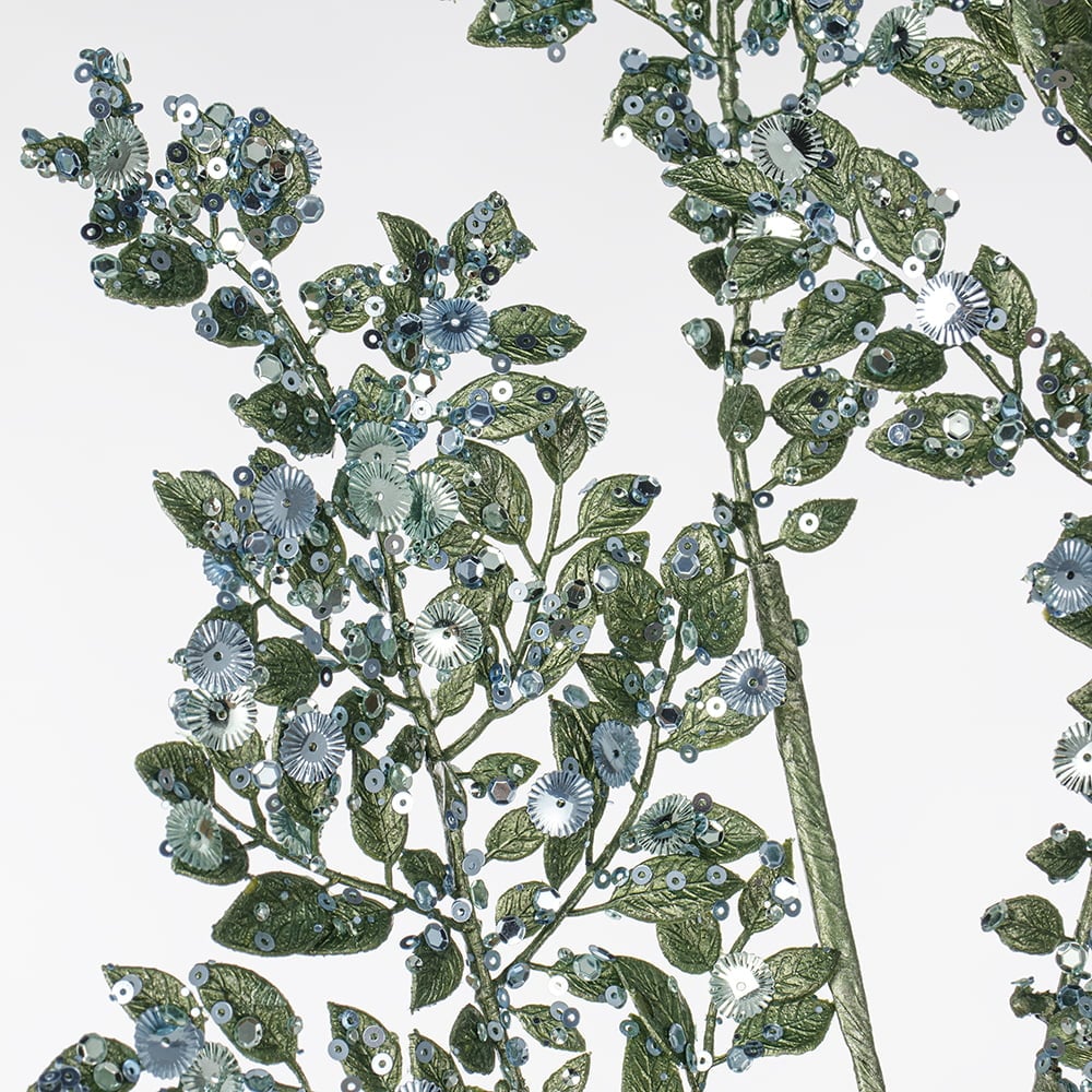 Sage green metallic leaf sequin spray, 33