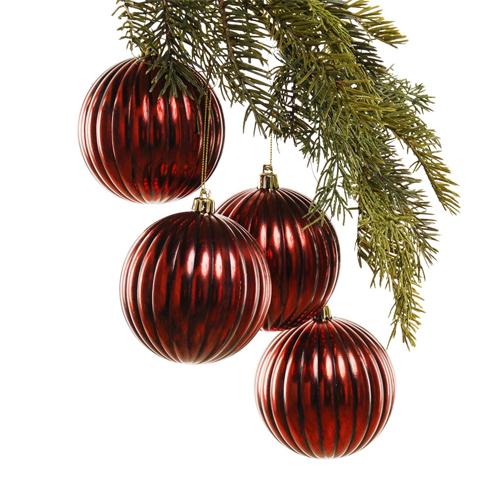 Antique red striped Christmas ornaments, 4