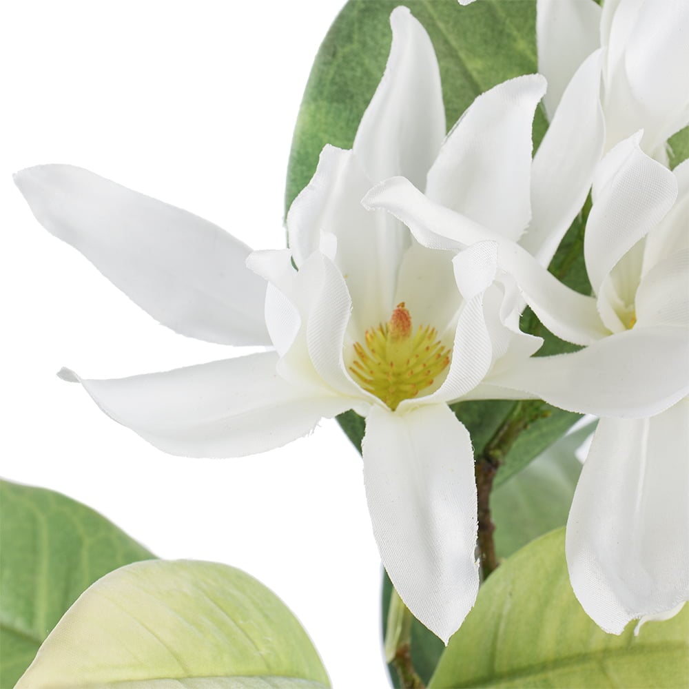 Tige de magnolia blanc artificiel en fleurs, 27,5