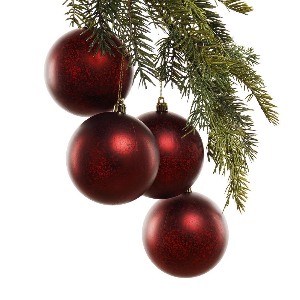 Matte burgundy mercury ornaments, 4
