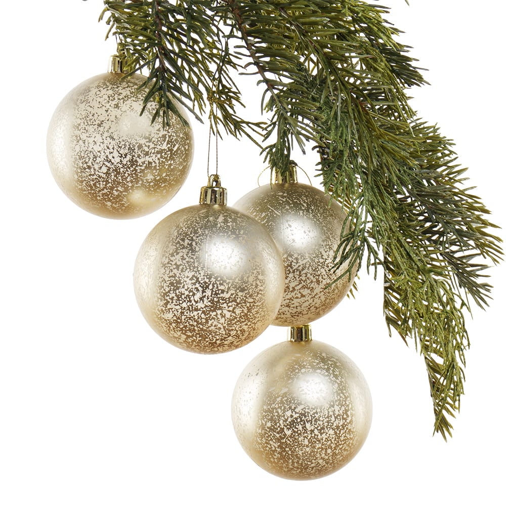 Boîte de boules de Noël champagne mercure mat, 3-10''