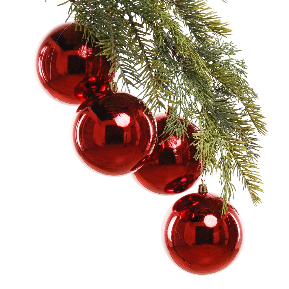 Shiny red Christmas ornaments, 4''