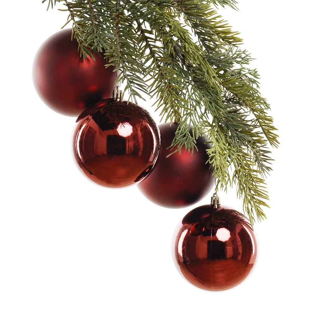 Matte and shiny burgundy Christmas ornaments, 4