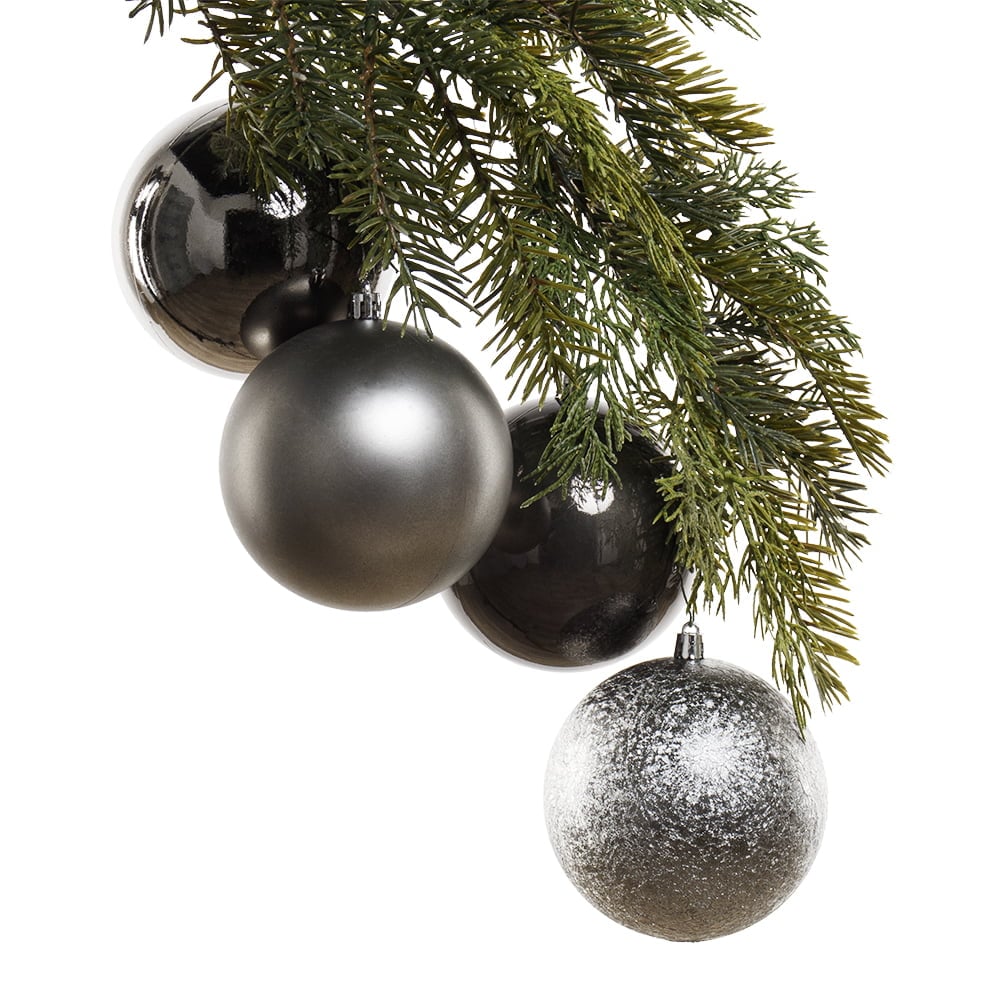 Charcoal grey Christmas baubles, 4