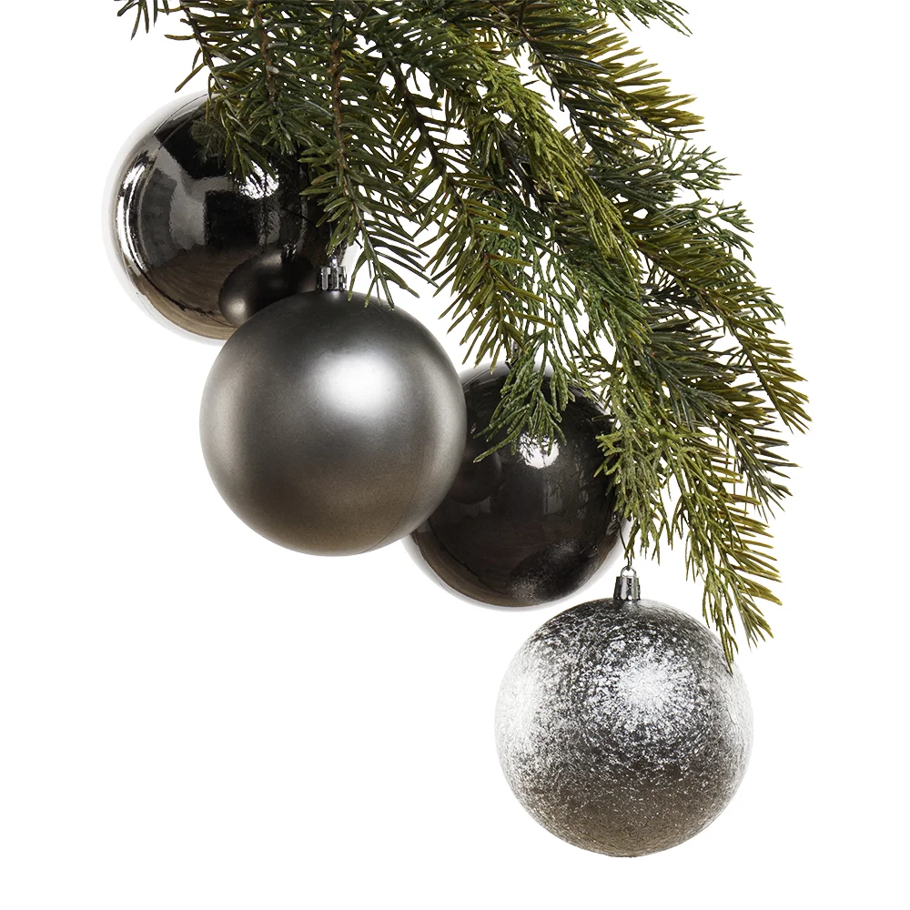 Charcoal grey Christmas baubles, 4