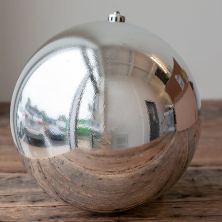 Shiny silver giant Christmas ball ornament, 10'' - Décors Véronneau