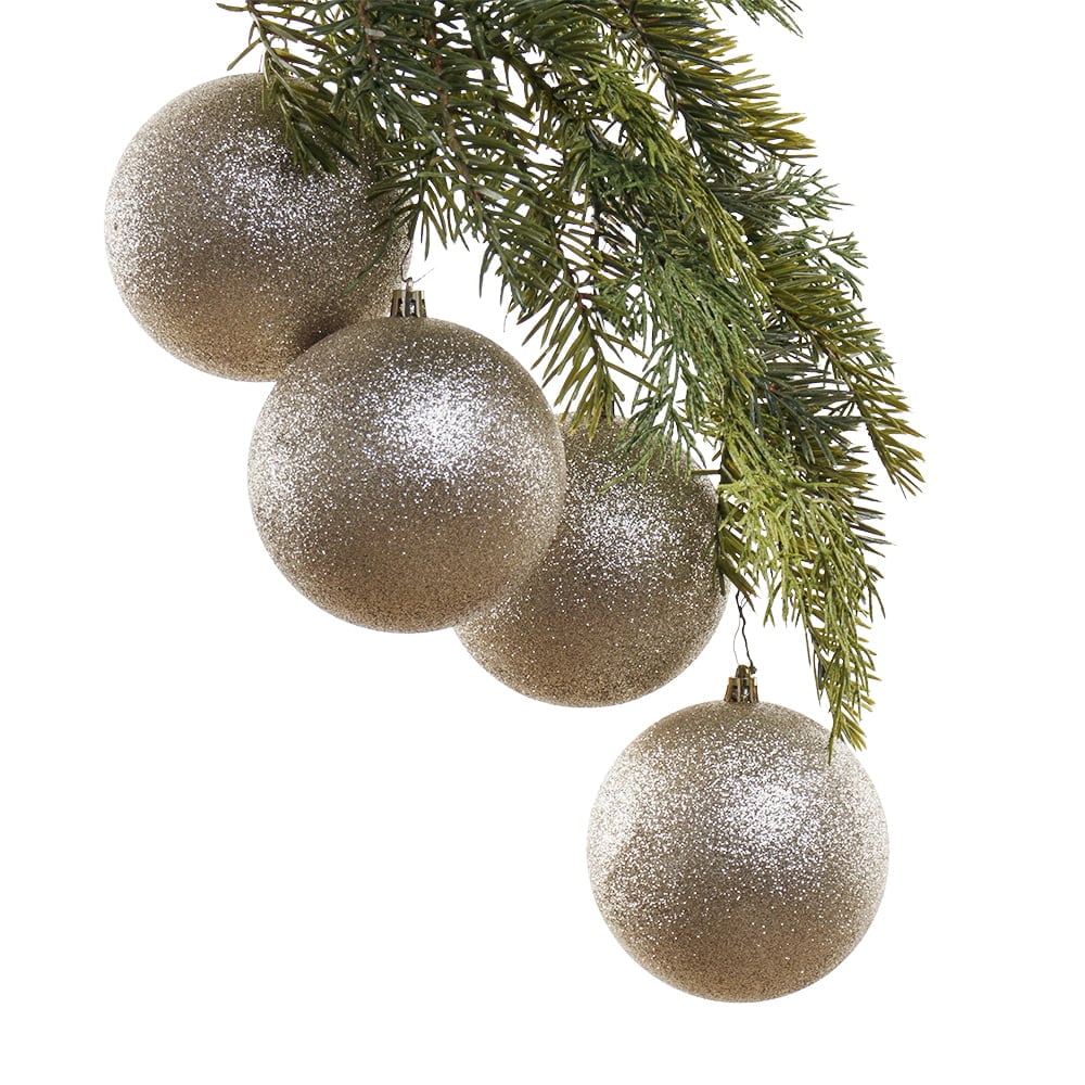 Boîte de boules de Noël champagne brillantes, 4-6''