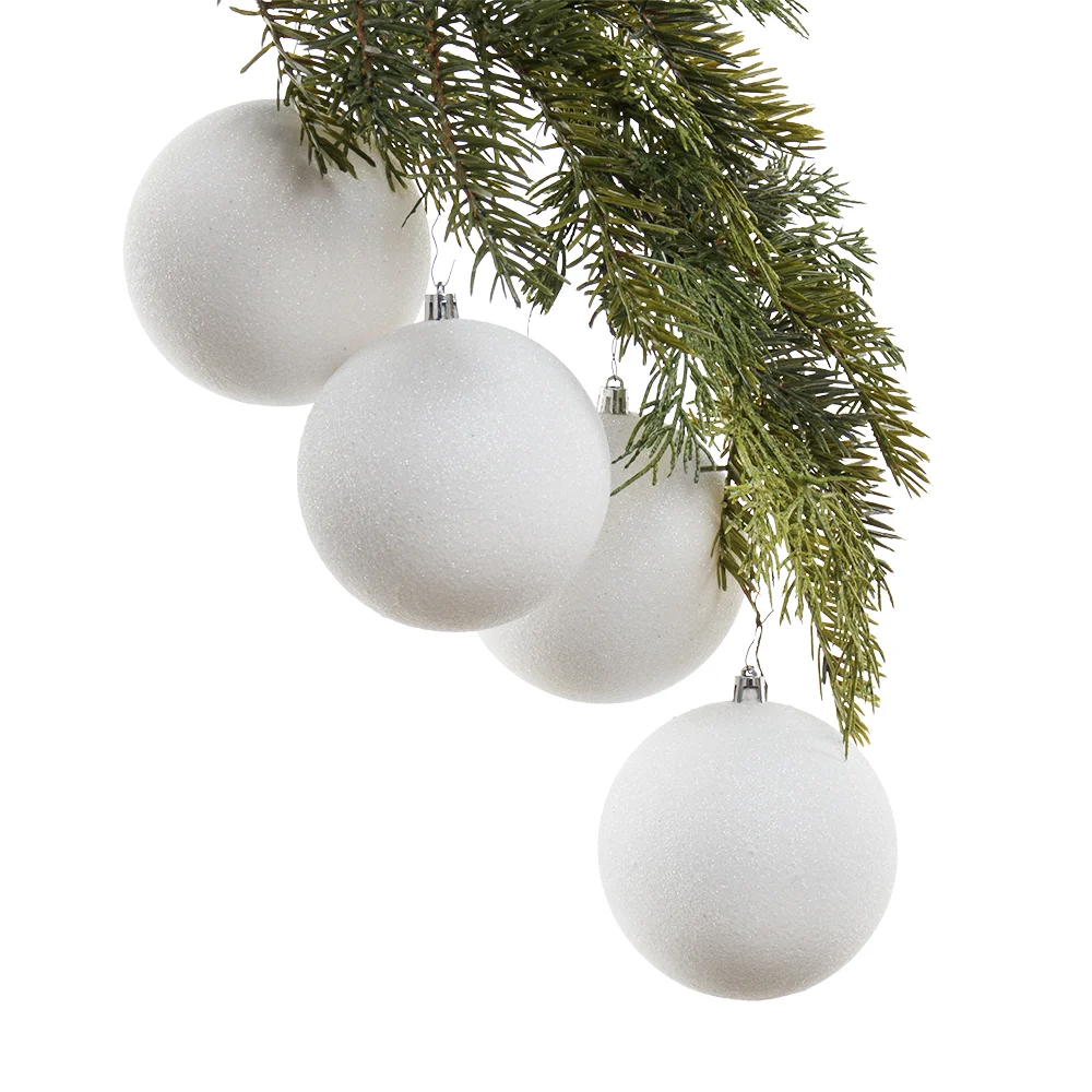 Box of glittery white Christmas ornaments, 4-6