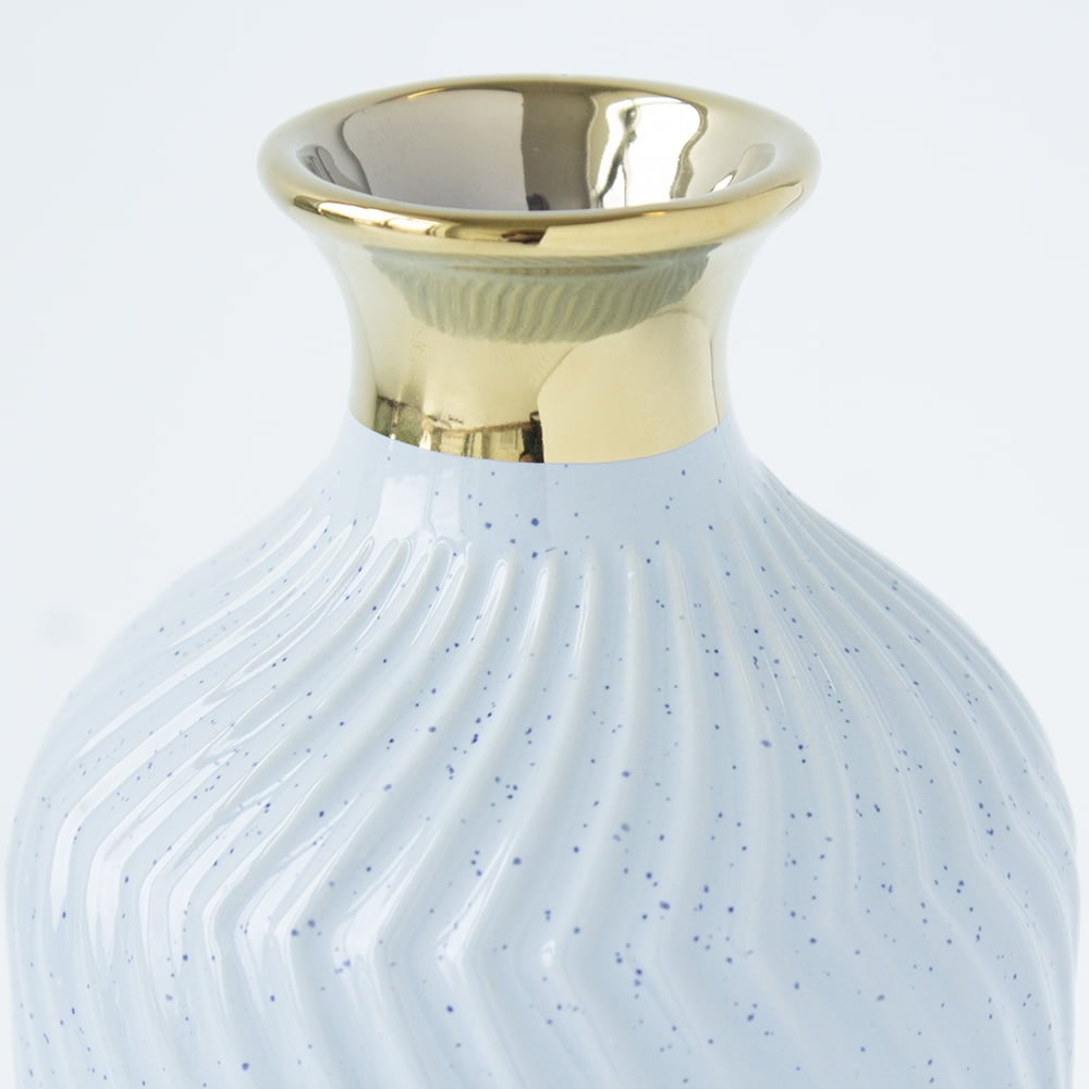 Vase bouteille bleu et doré, 9 x 4,5'' - Décors Véronneau