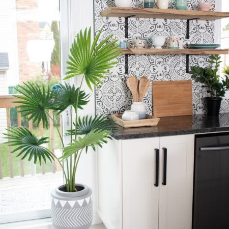 Pot sur pattes à motif gris et blanc, 20 x 11'' - Décors Véronneau