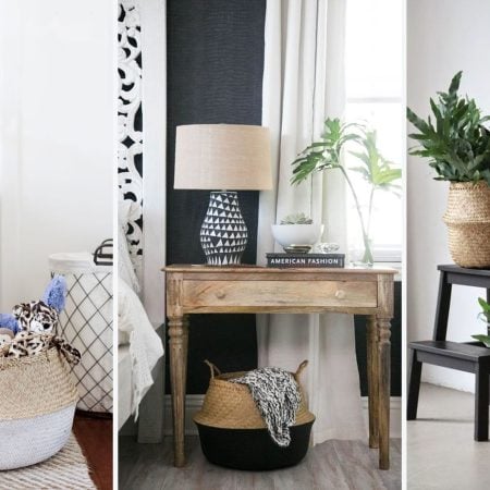 Panier en osier à pois noirs, 18 x 16