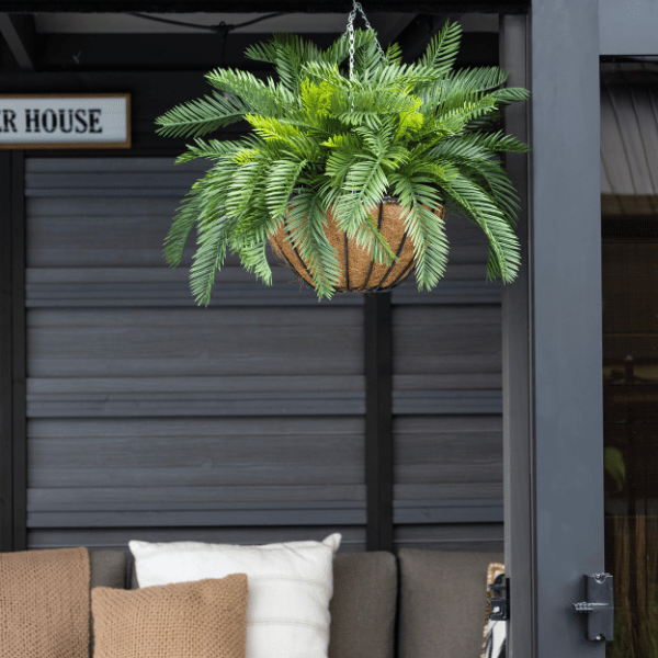 Outdoor hanging plant of artificial cycas, 22 x 32