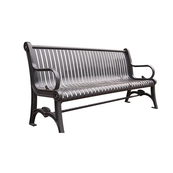 Banc de parc avec dossier, acier inoxydable noir, 72''