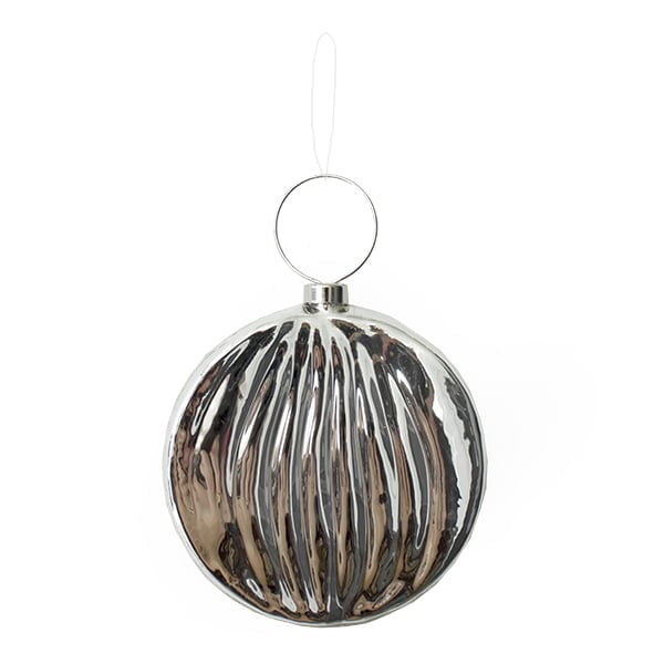 Silver flat disc glass ornament 3,5