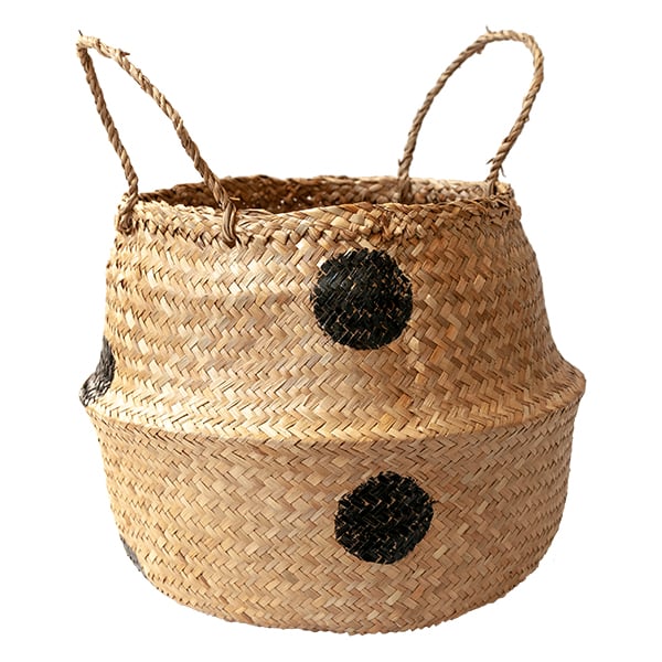 Black Polka Dot Belly Basket 18 x 16