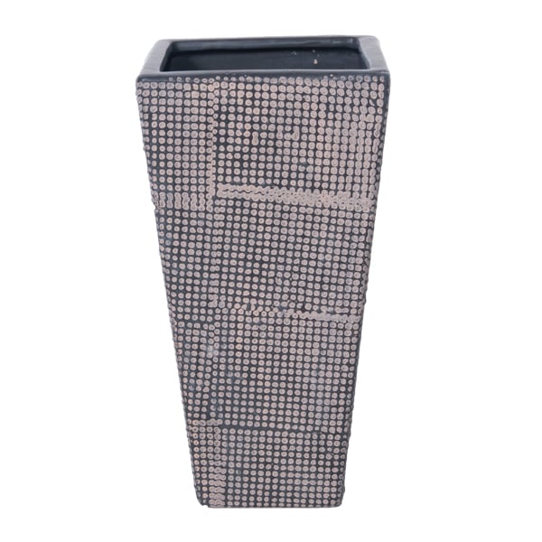 Square black ceramic vase, 11 x 5,5''