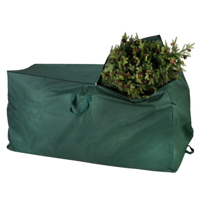 Promo Sac de rangement pour sapin de noël démonté ou arbre à brindilles  floquées et lumineuses chez Costco