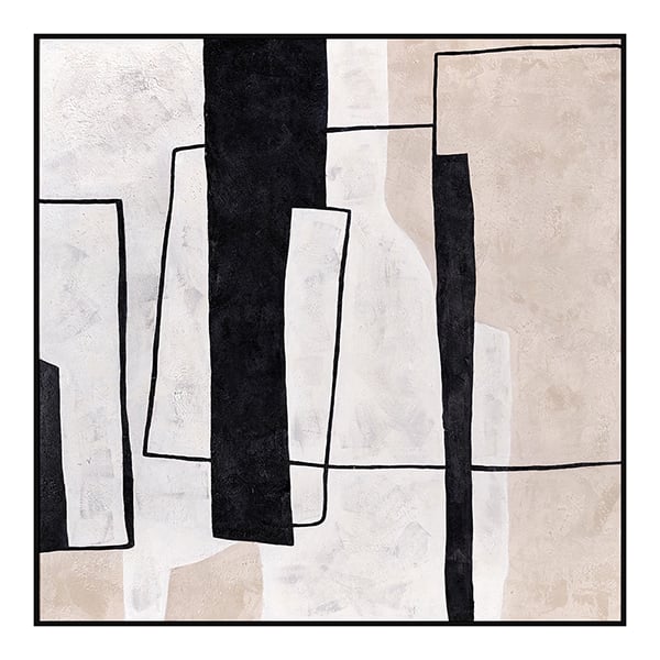 Minimalist black and beige wall art, 32 x 32
