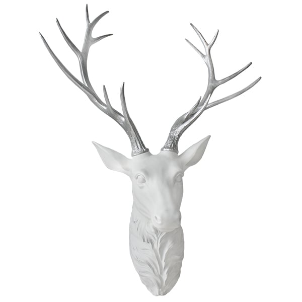 White decorative deer head with silver horn 42