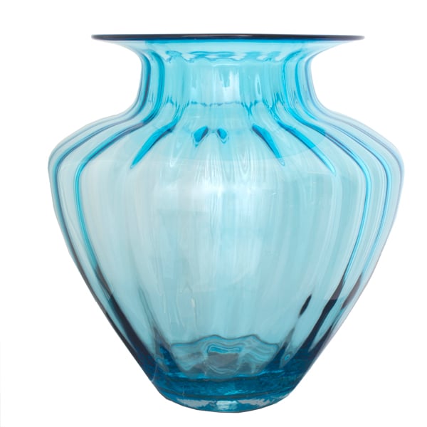 Vase de verre aqua, 13,5 x 13''