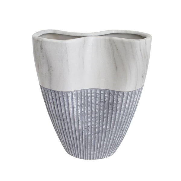 Grey ceramic vase, 10 x 7,5''